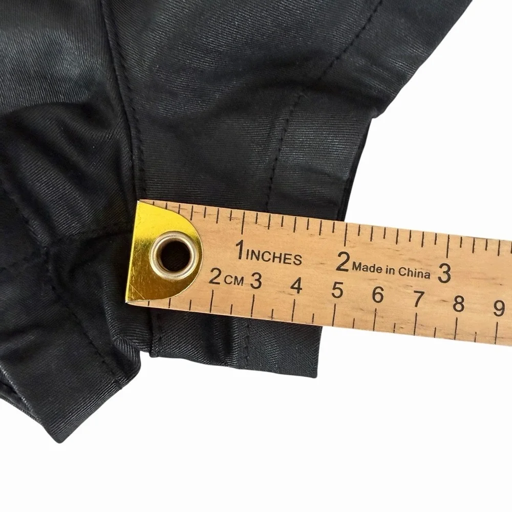 MINKPINK Black Wax Coated Shorts SMALL Scalloped Hem Zippers Goth Edgy